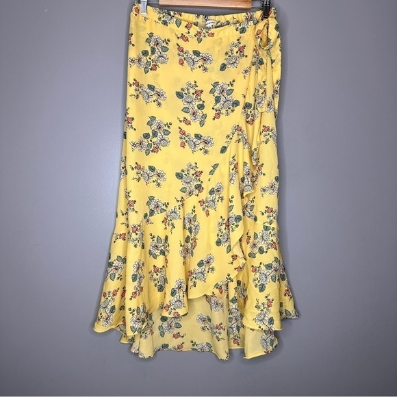 Max studio yellow floral ruffle midi skirt - Picture 3 of 7